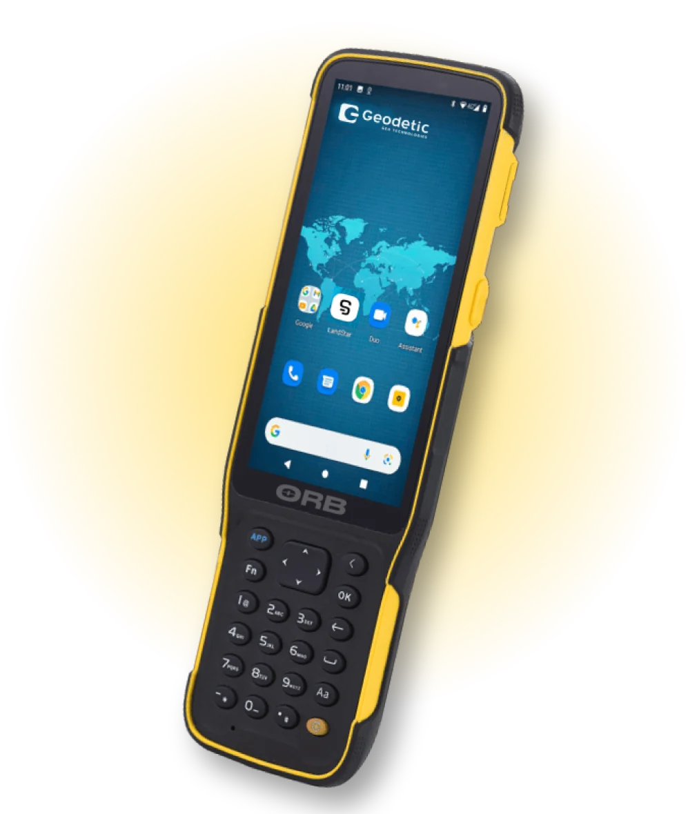 Geodetic ORB Ultra-rugged Android data controller with 5.5” HD+ display for different applications.