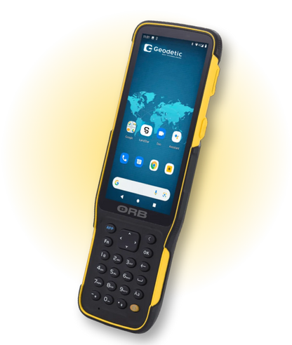 Geodetic ORB Ultra-rugged Android data controller with 5.5” HD+ display for different applications.