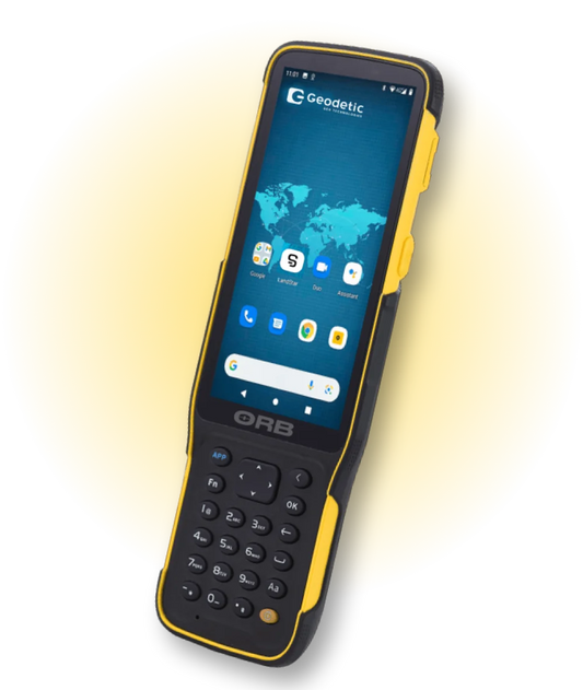 Geodetic ORB Ultra-rugged Android data controller with 5.5” HD+ display for different applications.