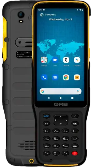 Geodetic ORB Ultra-rugged Android data controller with 5.5” HD+ display for different applications.