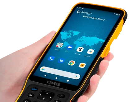 Geodetic ORB Ultra-rugged Android data controller with 5.5” HD+ display for different applications.